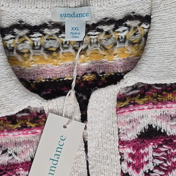 Sundance XXL Fair Isle Sweater NWT, CREAM, PLUM, MUSTARD - Picture 2 of 8